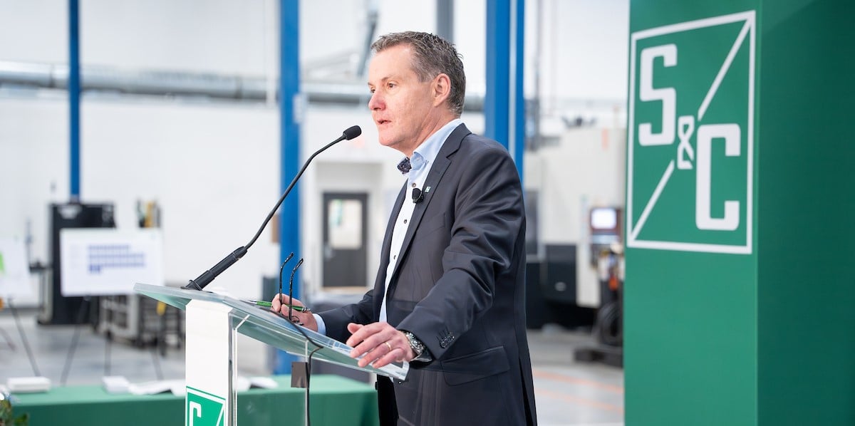 Anders Sjoelin giving a speech at the Palatine Opening